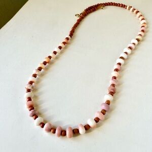 Coral Blush, opal beaded necklace, handmade